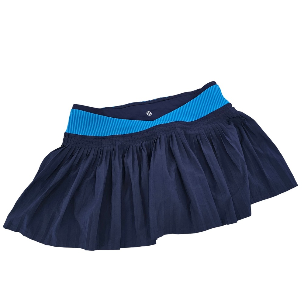 Lululemon Pace Setter Skirt Navy Blue Pleated Tennis Skort Size 6 Gorpcore